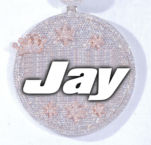 CUSTOM LETTER NECKLACE 3D BIG CROWN DISC