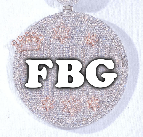 CUSTOM LETTER NECKLACE 3D BIG CROWN DISC