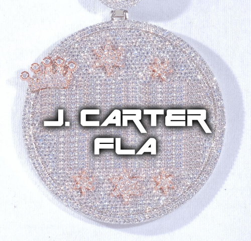 CUSTOM LETTER NECKLACE 3D BIG CROWN DISC