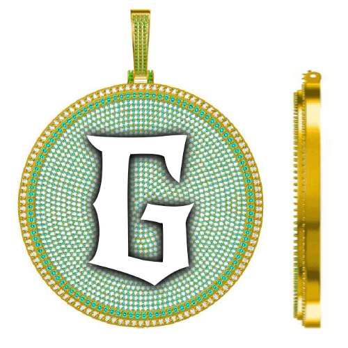 CUSTOM LETTER NECKLACE 3D BIG DISC