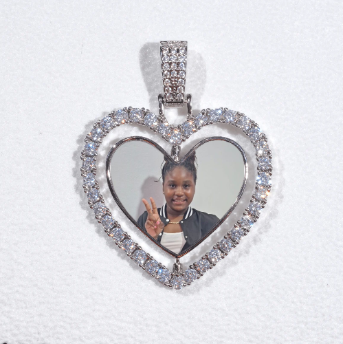 3D Spinning 2-Faced Heart Custom Picture Pendant