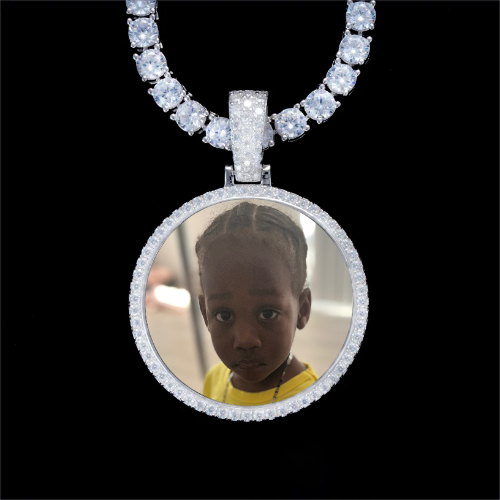 925S & VVS Moissanite 3D Circle Custom Picture Pendant