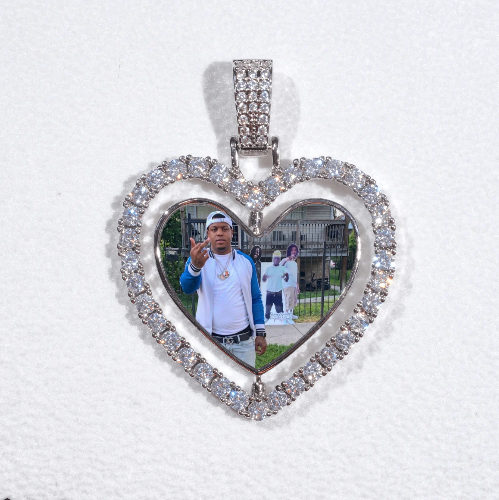 3D Spinning 2-Faced Heart Custom Picture Pendant
