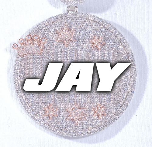 CUSTOM LETTER NECKLACE 3D BIG CROWN DISC