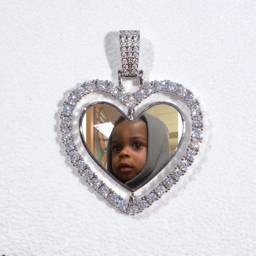 3D Spinning 2-Faced Heart Custom Picture Pendant