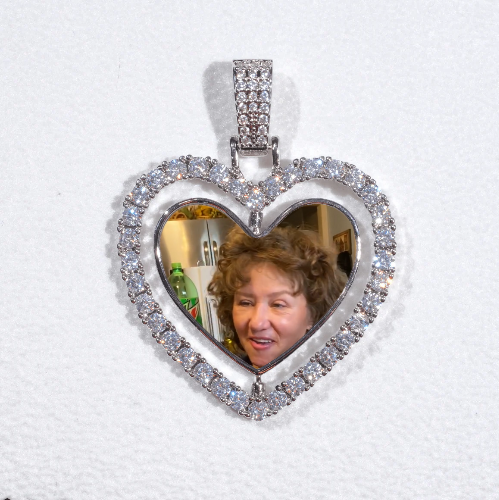3D Spinning 2-Faced Heart Custom Picture Pendant