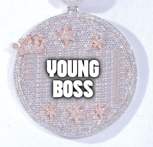 CUSTOM LETTER NECKLACE 3D BIG CROWN DISC