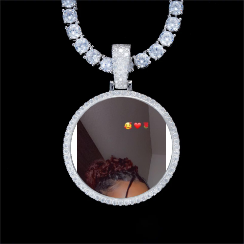 925S & VVS Moissanite 3D Circle Custom Picture Pendant