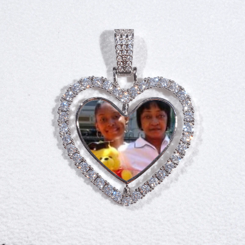 3D Spinning 2-Faced Heart Custom Picture Pendant