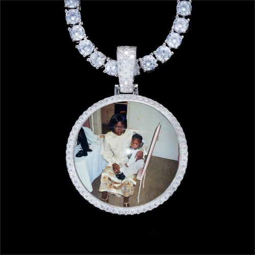 925S & VVS Moissanite 3D Circle Custom Picture Pendant