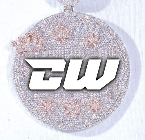 CUSTOM LETTER NECKLACE 3D BIG CROWN DISC
