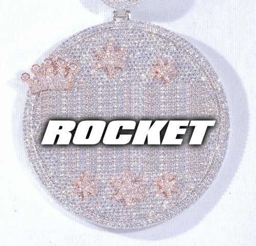 CUSTOM LETTER NECKLACE 3D BIG CROWN DISC