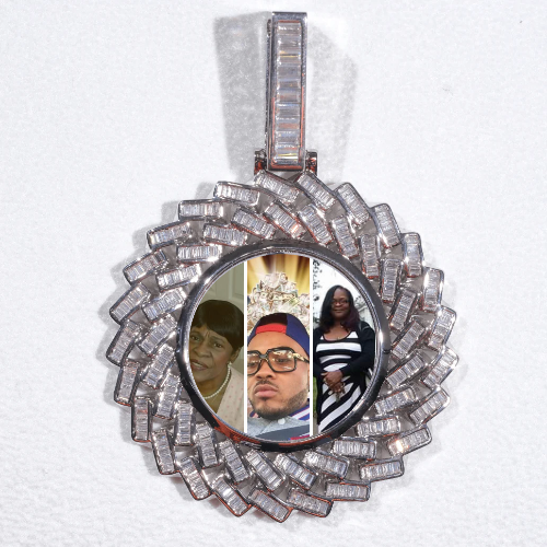 Large 3D Baguette Custom Picture Pendant