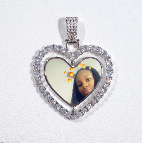3D Spinning 2-Faced Heart Custom Picture Pendant