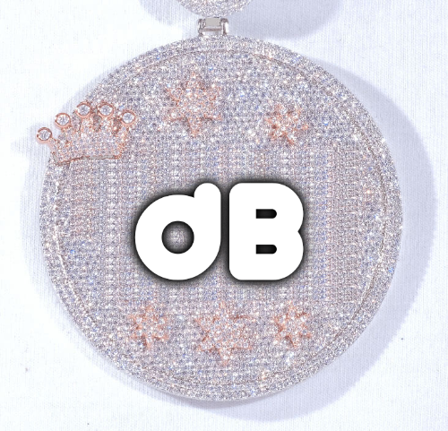 CUSTOM LETTER NECKLACE 3D BIG CROWN DISC