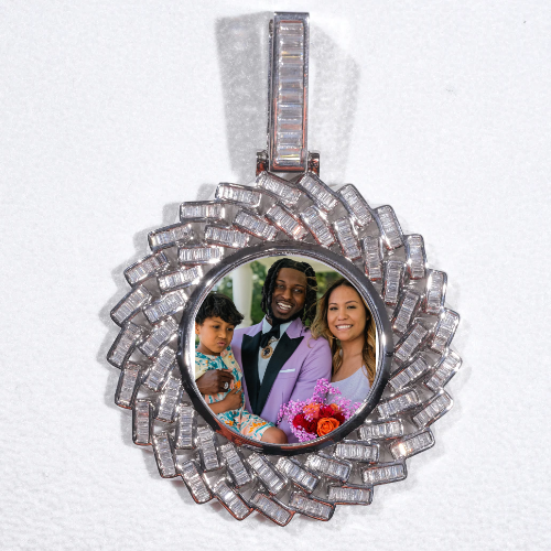 Large 3D Baguette Custom Picture Pendant