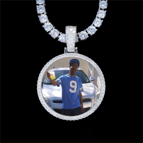 925S & VVS Moissanite 3D Circle Custom Picture Pendant