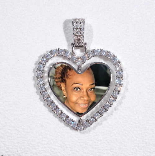 3D Spinning 2-Faced Heart Custom Picture Pendant