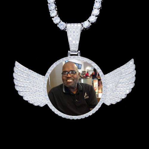 925S & VVS Moissanite 3D Wing Custom Picture Pendant