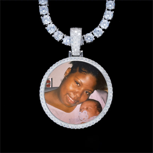 925S & VVS Moissanite 3D Circle Custom Picture Pendant