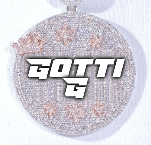 CUSTOM LETTER NECKLACE 3D BIG CROWN DISC