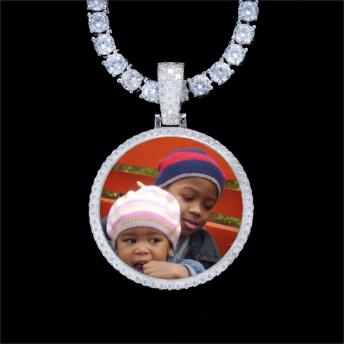 925S & VVS Moissanite 3D Circle Custom Picture Pendant