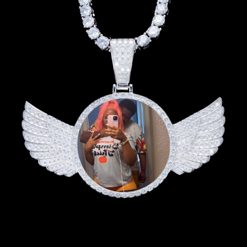925S & VVS Moissanite 3D Wing Custom Picture Pendant
