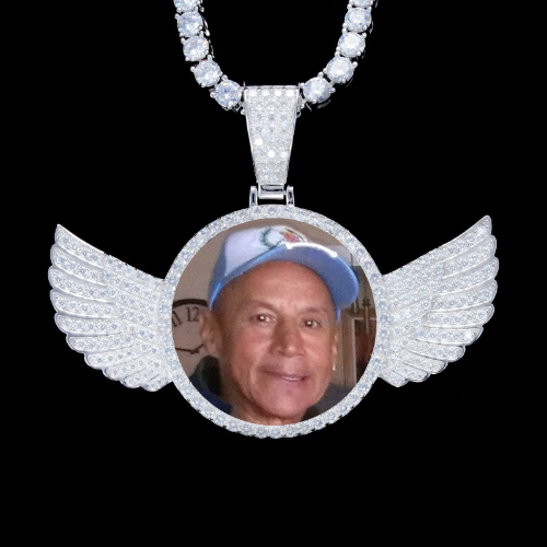 925S & VVS Moissanite 3D Wing Custom Picture Pendant