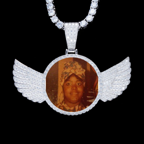 925S & VVS Moissanite 3D Wing Custom Picture Pendant
