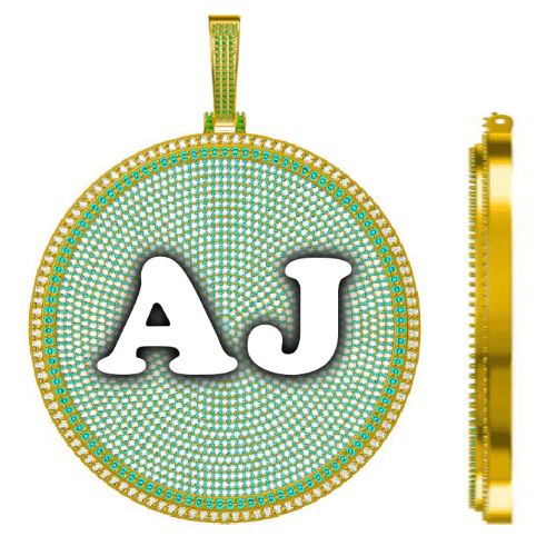 CUSTOM LETTER NECKLACE 3D BIG DISC