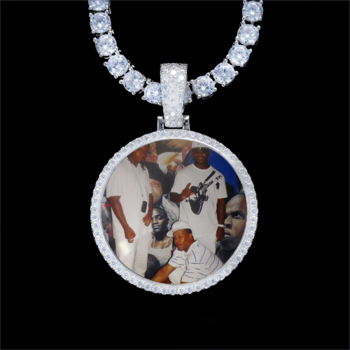 925S & VVS Moissanite 3D Circle Custom Picture Pendant
