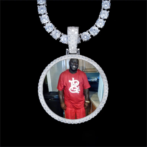 925S & VVS Moissanite 3D Circle Custom Picture Pendant