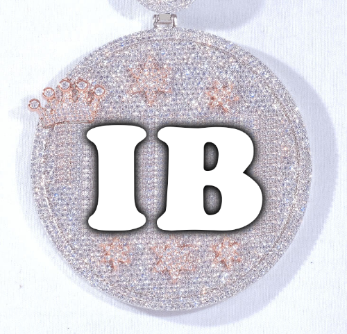 CUSTOM LETTER NECKLACE 3D BIG CROWN DISC