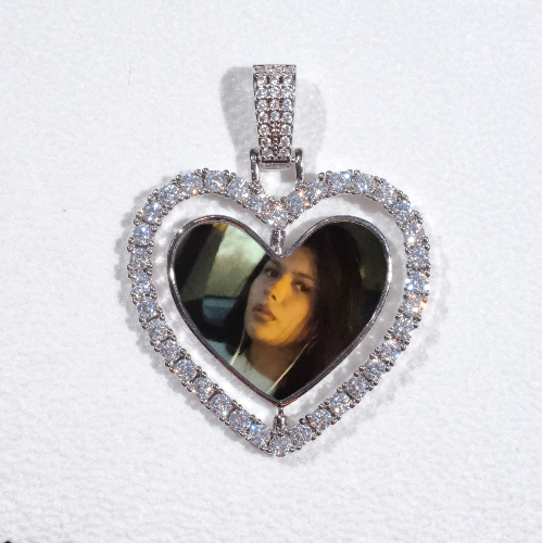 3D Spinning 2-Faced Heart Custom Picture Pendant