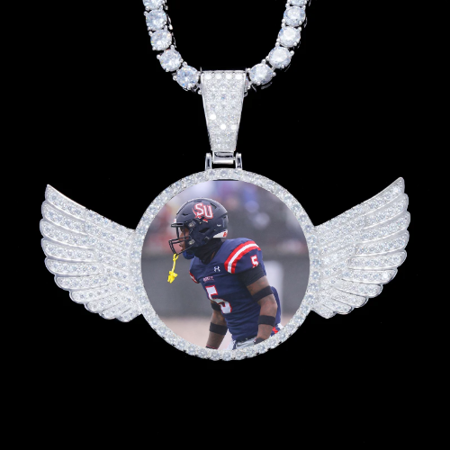 925S & VVS Moissanite 3D Wing Custom Picture Pendant