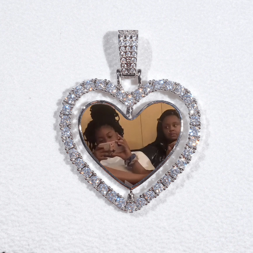 3D Spinning 2-Faced Heart Custom Picture Pendant