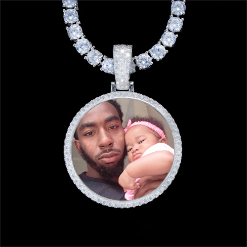 925S & VVS Moissanite 3D Circle Custom Picture Pendant