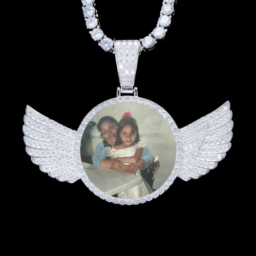 925S & VVS Moissanite 3D Wing Custom Picture Pendant
