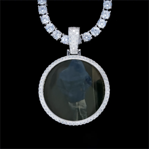 925S & VVS Moissanite 3D Circle Custom Picture Pendant