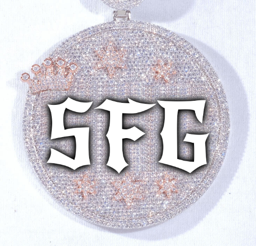 CUSTOM LETTER NECKLACE 3D BIG CROWN DISC