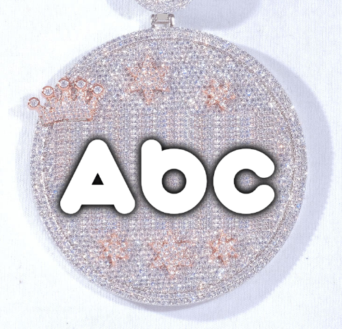 CUSTOM LETTER NECKLACE 3D BIG CROWN DISC