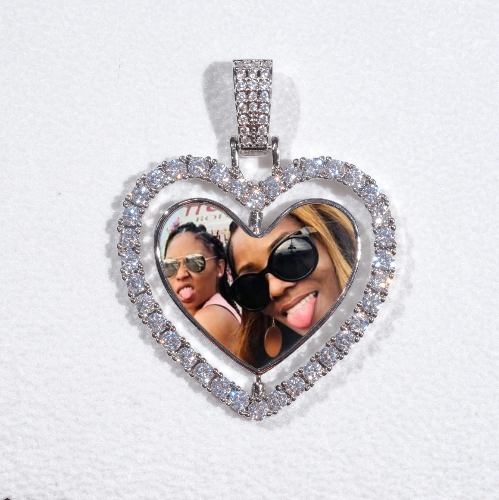3D Spinning 2-Faced Heart Custom Picture Pendant