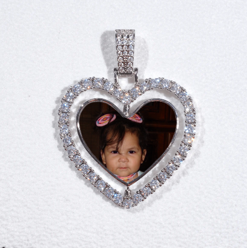 3D Spinning 2-Faced Heart Custom Picture Pendant
