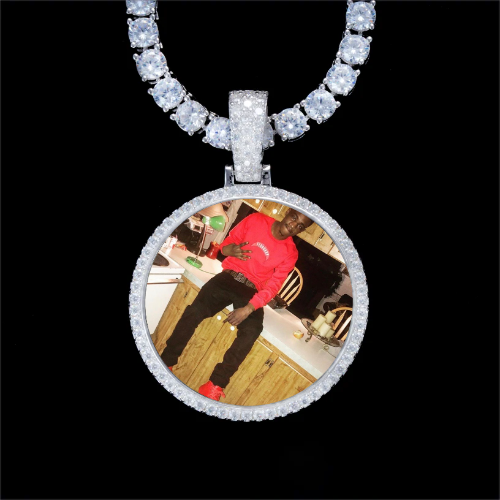 925S & VVS Moissanite 3D Circle Custom Picture Pendant