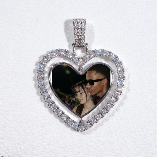 3D Spinning 2-Faced Heart Custom Picture Pendant