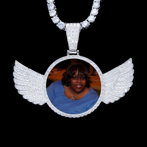 925S & VVS Moissanite 3D Wing Custom Picture Pendant
