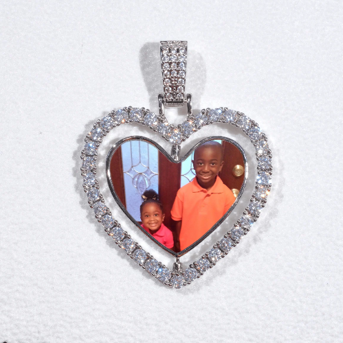 3D Spinning 2-Faced Heart Custom Picture Pendant