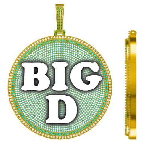 CUSTOM LETTER NECKLACE 3D BIG DISC