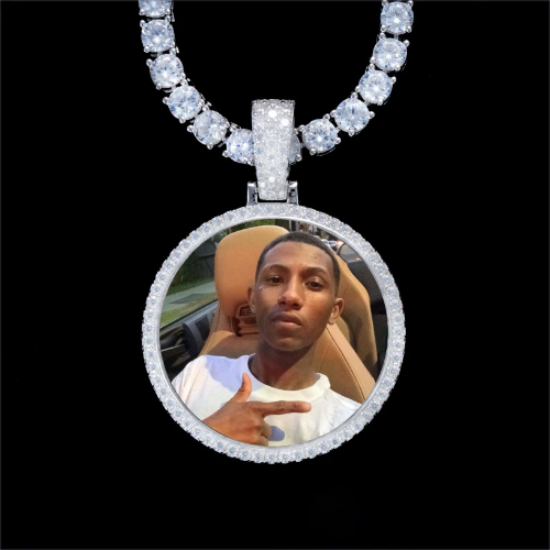 925S & VVS Moissanite 3D Circle Custom Picture Pendant