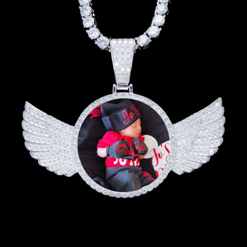 925S & VVS Moissanite 3D Wing Custom Picture Pendant